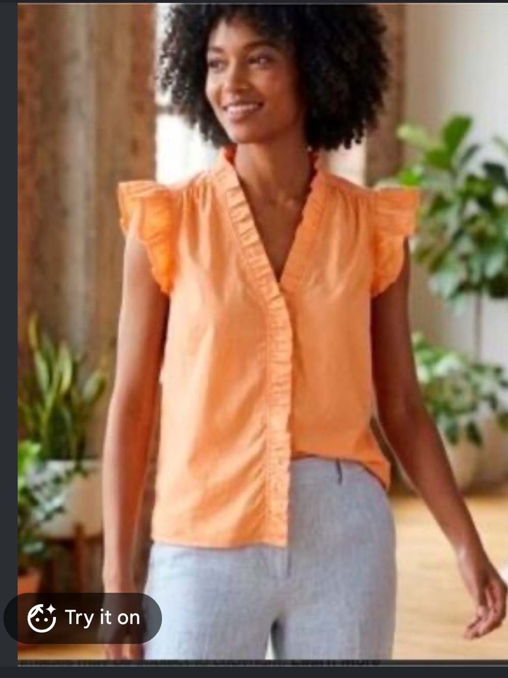 J. Crew NWT Ruffle Cap Sleeve V-Neck Button Down Shirt Preppy Orange XXS